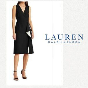 LRL LAUREN RALPH LAUREN Women's Dress Black & White Sleeveless Cocktail Midi